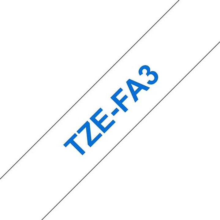 Brother TZeFA3 Cinta Textil Generica de Etiquetas - Texto azul sobre fondo blanco - Ancho 12mm x 3 metros 1