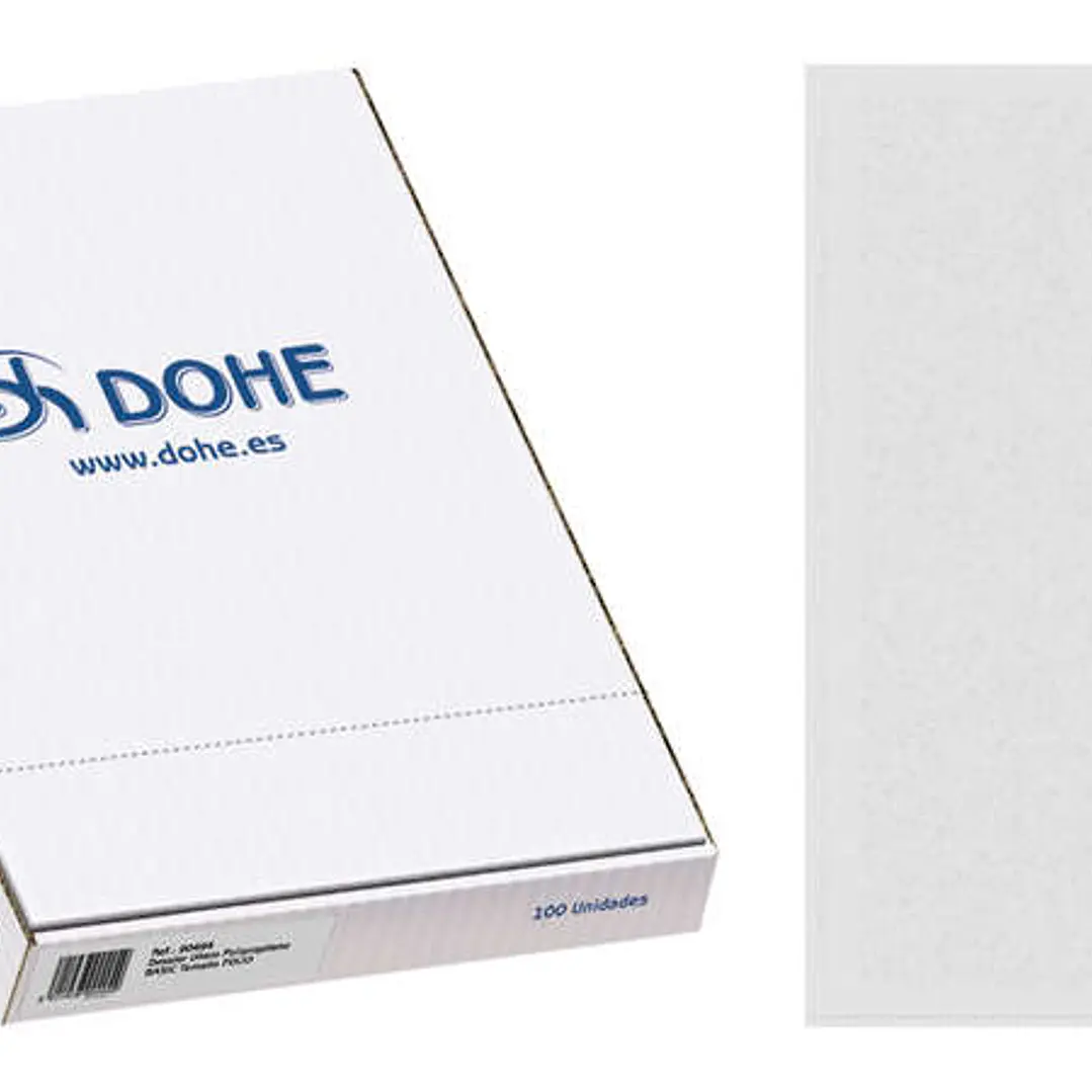 Dohe Caja de 100 Dossiers Uñero Basic 100 Micras - Tamaño Folio - Transparente 1