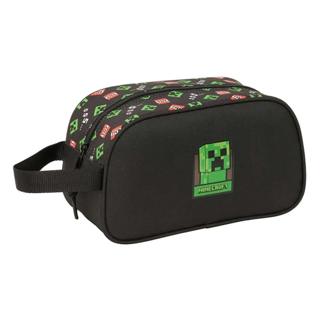 Safta Minecraft Neceser de 5L - Cremallera - Asa Lateral - Adapatable a Carro - 260x120x150mm - Color Negro 1