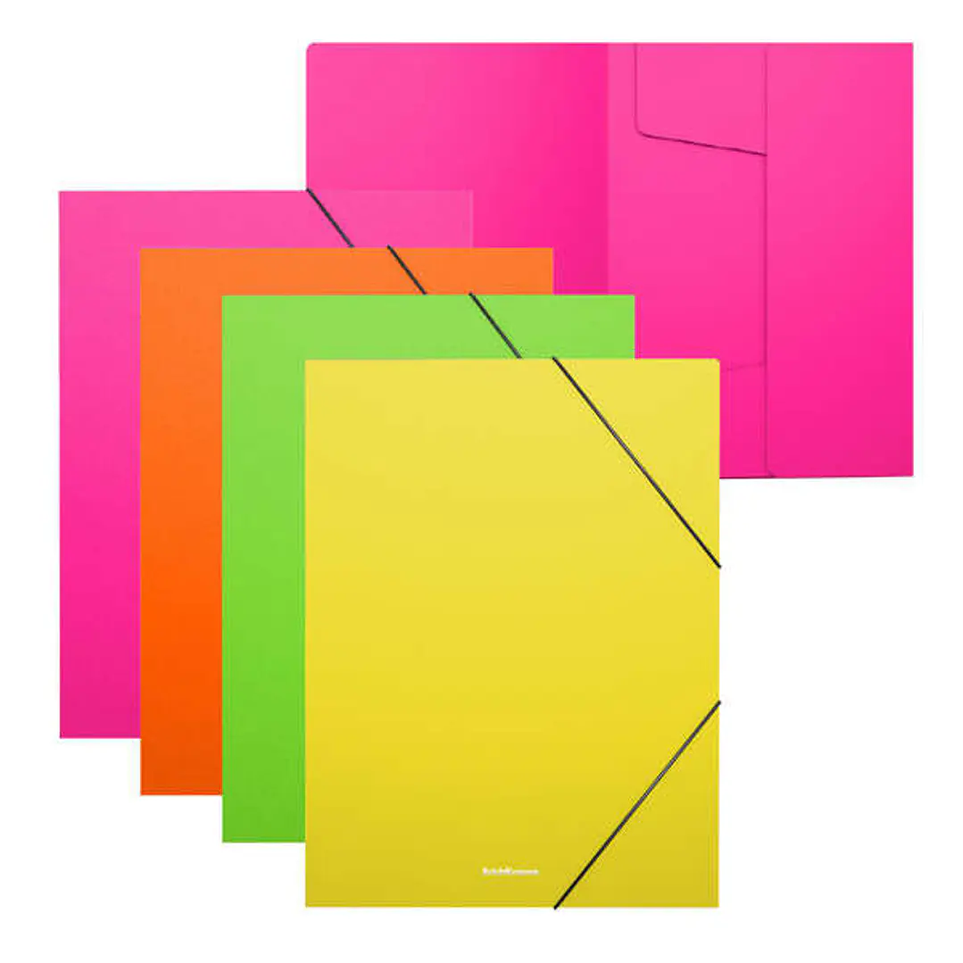 Erichkrause Pack de 4 Carpetas Solapas Matt Neon A4 - Fabricadas en Polipropileno - Colores Surtidos 1