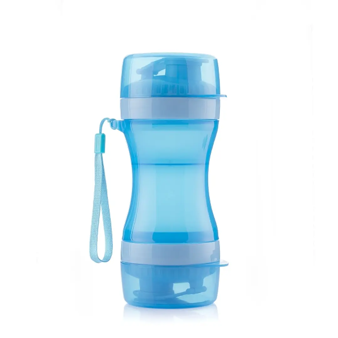 Innovagoods Pettap Botella 2 en 1 para Mascotas - Libre de BPA - Capacidad 500ml - Facil Limpieza - Incluye Tapas - Cordon de Transporte - 8.5x20.8x8. 1