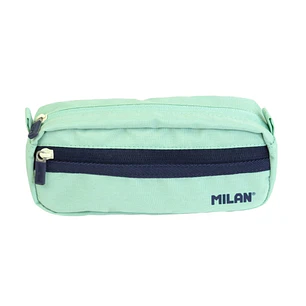 Milan Serie 1918 Estuche Portatodo Rectangular 2 Compartimentos - Tejido Resistente a las Roturas y Rasgaduras - Medidas 21x8,5x6,1cm - Color Verde