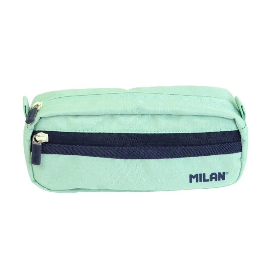 Milan Serie 1918 Estuche Portatodo Rectangular 2 Compartimentos - Tejido Resistente a las Roturas y Rasgaduras - Medidas 21x8,5x6,1cm - Color Verde 1
