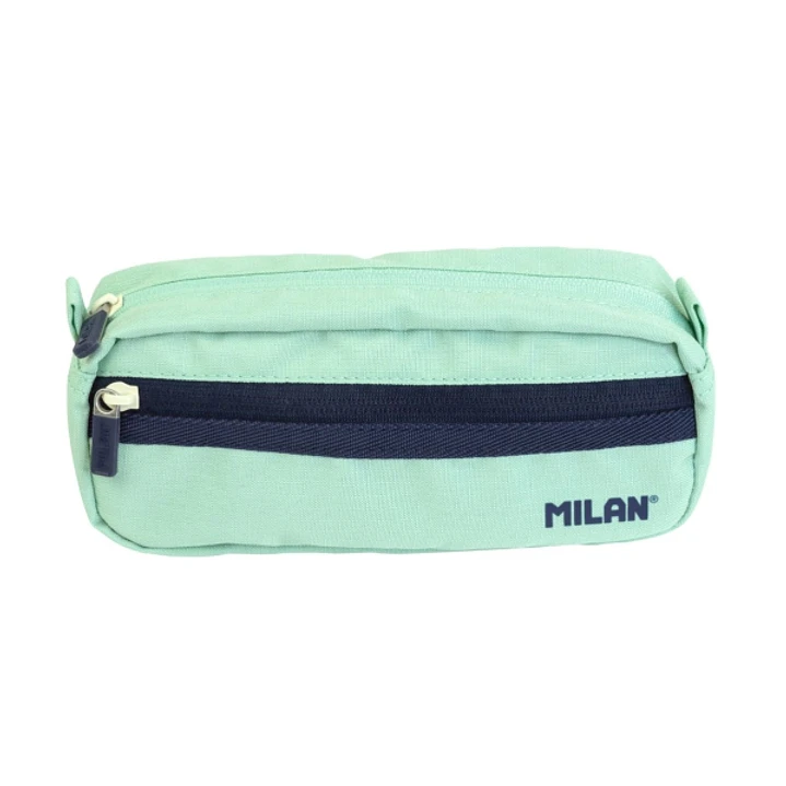 Milan Serie 1918 Estuche Portatodo Rectangular 2 Compartimentos - Tejido Resistente a las Roturas y Rasgaduras - Medidas 21x8,5x6,1cm - Color Verde 1