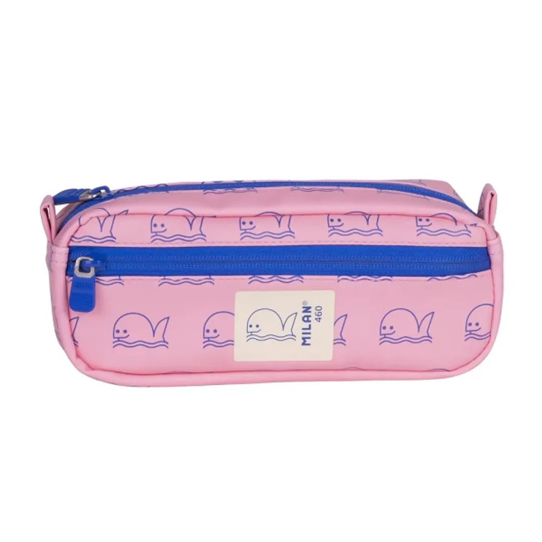 Milan Coleccion 460 Portatodo Rectangular - 2 Compartimentos con Cremallera - Color Rosa/Azul 1