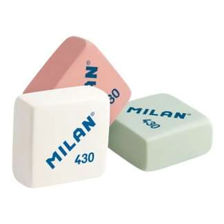 Milan 430 Goma de Borrar Cuadrada - Miga de Pan - Suave Caucho Sintetico - Colores Surtidos 1