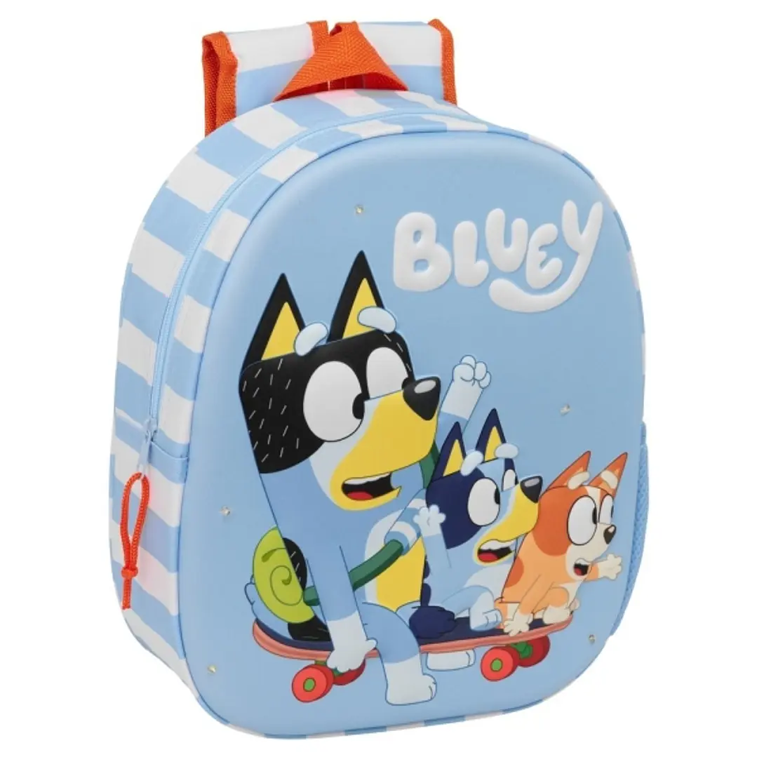 Safta Bluey Mochila 3D - Luces LED Integradas - Bolsillo Lateral - Hombreras Acolchadas - Asa Superior - 27x10x33cm - Color Azul 1