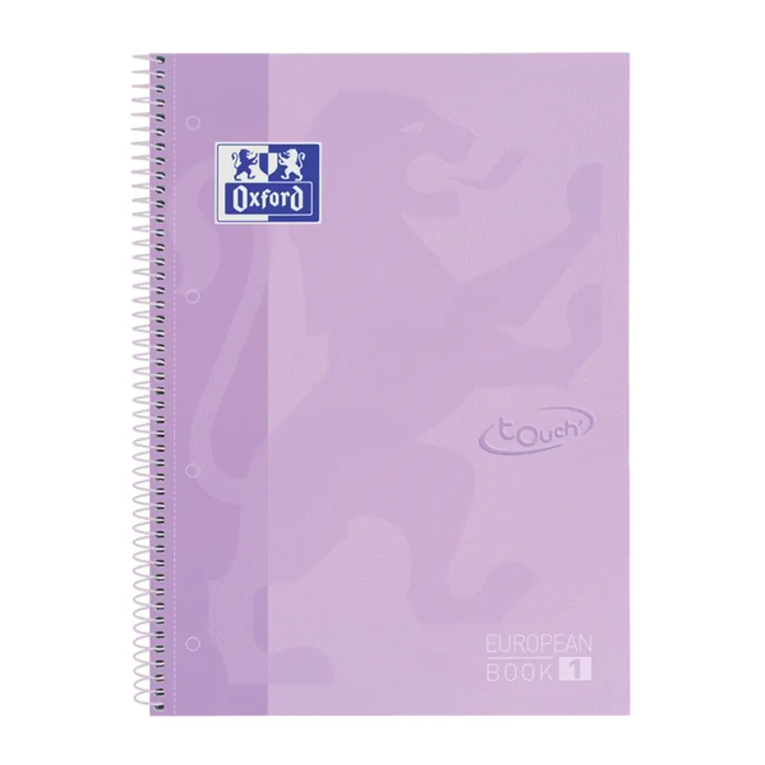 Oxford School Touch Europeanbook 1 Cuaderno A4+ 80 Hojas Microperforadas Cuadricula 5x5mm - Tapa Extradura - Color Malva Pastel 1