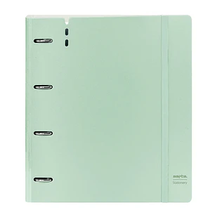 Safta Carpeta de 4 Anillas - PP Foam - Anillas de 35mm - Incluye 100 Hojas A4 - 27x32x4cm - Color Verde Pastel