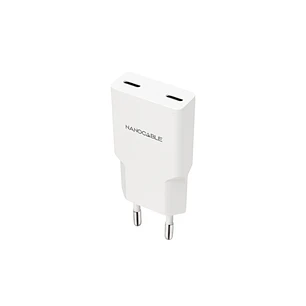 Nanocable Cargador de Pared 2xUSB-C/PD 30W - Color Blanco