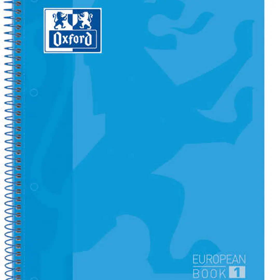 Oxford Europeanbook 1 Cuaderno Espiral Formato A4+ Cuadriculado 5x5mm - 80 Hojas - Banda de Color - Tapa Extradura Brillante - Color Turquesa 1