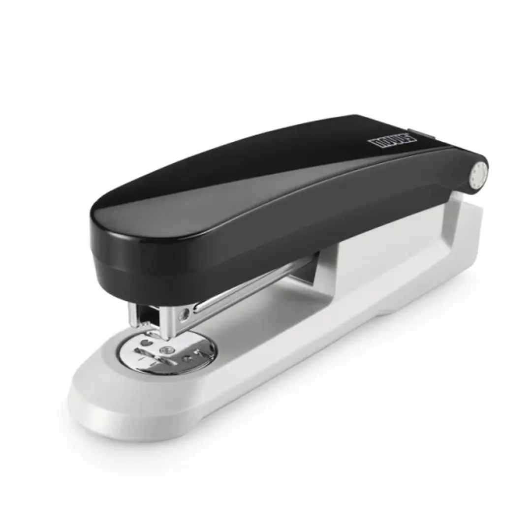 Novus Evolution E 20 Grapadora de Sobremesa + Caja de 200 Grapas 24/6 - Hasta 20 Hojas - Grapado Cerrado, Abierto y Clavado - Color Negro/Gris Claro 1