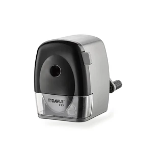 Dahle 133 Afilalapices de Manivela - Para Lapices de 8 a 11,5mm Ø - Fresa de Acero - Forma de Punta Ajustable - Gran Deposito - Color Gris/Negro