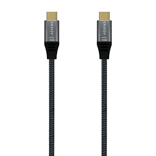 Aisens Cable USB 3.2 Gen2x2 Aluminio 20Gbps 8K@30Hz 5A 100W E-Mark, Tipo USB-C/M-USB-C/M - 0.6m - Color Gris