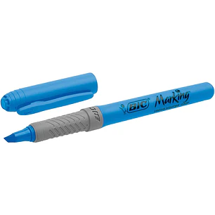 Bic Highlighter Grip Marcador Fluorescente - Tinta con Base de Agua - Punta Biselada - Trazo entre 1.60 y 3.30 mm - Color Azul