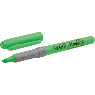 Bic Highlighter Grip Marcador Fluorescente - Tinta con Base de Agua - Punta Biselada - Trazo entre 1.60 y 3.30 mm - Color Verde