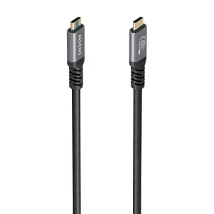 Aisens Cable USB-C Macho - Soporta hasta 100W - Longitud 3m - Velocidad de Transferencia hasta 20Gbps - Resolucion 8K - Aluminio - Color Negro