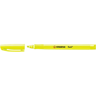 Stabilo Flash Marcador Fluorescente - Tamaño Bolsillo - Trazo de 1 y 3.5mm - Tinta con Base de Agua - Color Amarillo