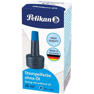 Pelikan Bote de Tinta para Tampones 28ml - Sin Aceite - Secado Rapido - Resistente al Agua - Color Azul Intenso
