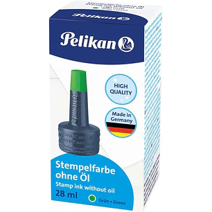 Pelikan Bote de Tinta para Tampones 28ml - Sin Aceite - Secado Rapido - Resistente al Agua - Color Verde Intenso