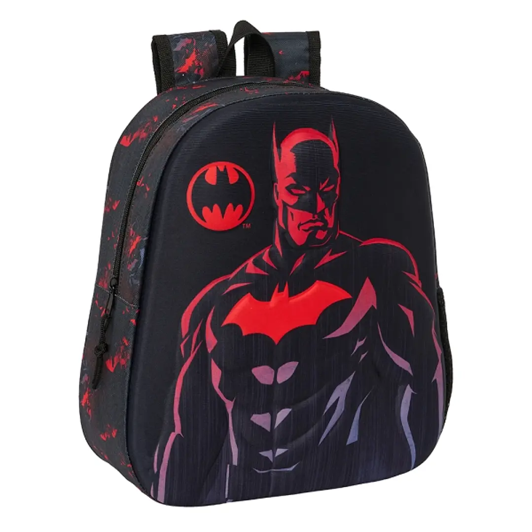 Safta Batman Mochila 3D - Asa de Mano - Portabotellas Lateral - 27x33x10cm - Color Negro 1