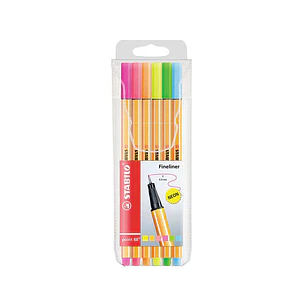 Stabilo Point 88 Pack de 6 Rotuladores de Punta Fina de Fibra - Trazo de 0.4 mm - Tinta con Base de Agua - Colores Surtidos Neon