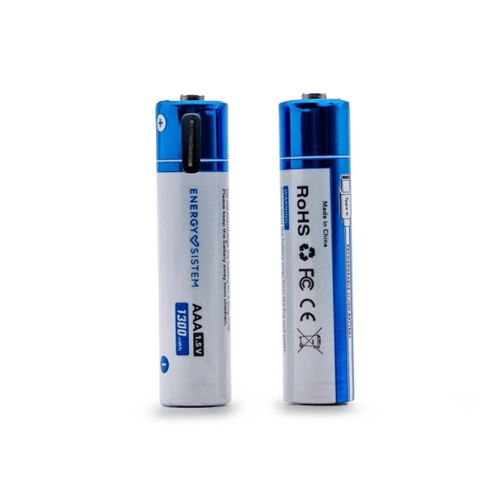 Energy Sistem Charge Pro C  Pack de 2 Pilas Recargables USB-C - 1100mWh - 740mAh - AAA  - 1.5V - Carga Por USB-C 1