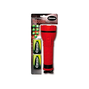 Cegasa Profesional Linterna de 7 LED - Cuerpo de Goma Antideslizante - Resistente a Golpes y Humedad - Funciona con 2 Pilas LR20 (Incluidas)