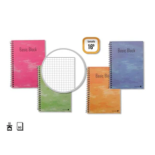 Golden Cuaderno Espiral 16º Natural (102x71mm) 80 Hojas 60gr Cuadricula - Tapa Plastificada - Margen Remarcado - Colores Surtidos
