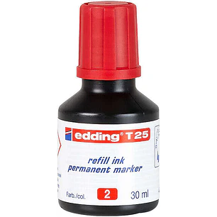 Edding T25 Bote de Recarga para Rotulador Permanente - Capacidad 30ml - Color Rojo