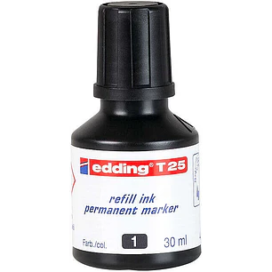 Edding T25 Bote de Recarga para Rotulador Permanente - Capacidad 30ml - Color Negro