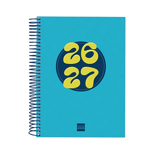 Finocam Cool Agenda Escolar 26/27 - 1 Dia por Pagina - Formato 4º - 155x212mm - Tapas de Carton Forrado - Papel de 80g/m2 - Espiral Metalica - Esquina