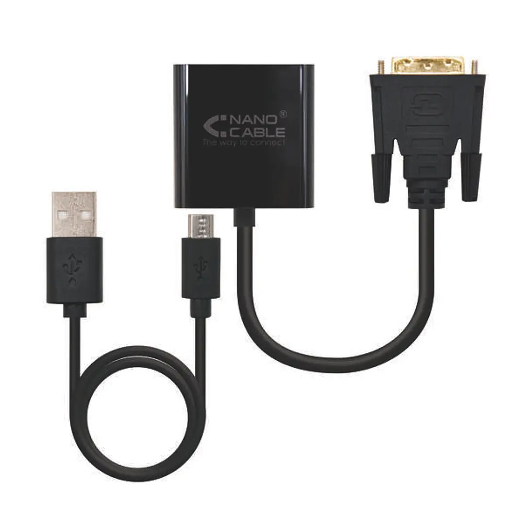 Nanocable Conversor DVI 24+1/M a VGA HDB15/H - 10 cm - Color Negro 1