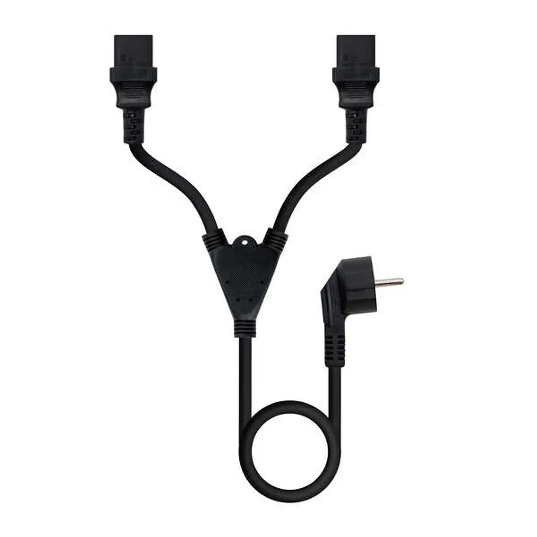 Nanocable Cable de Alimentacion CEE7 Macho a 2x C-13 Hembra 1.80m - Color Negro 1