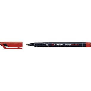 Stabilo OHPen Rotulador Permanente - Punta Media - Trazo de 1mm - Agarre Antideslizante - Tapon Ventilado - Color Rojo