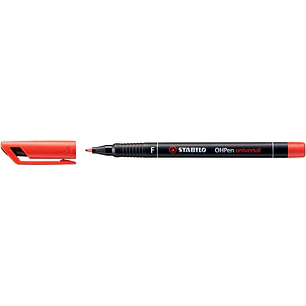 Stabilo OHPen Rotulador Permanente - Punta Fina - Trazo de 0.7mm - Agarre Antideslizante - Tapon Ventilado - Color Rojo