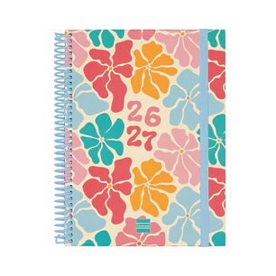 Finocam Diva Agenda Escolar 26/27 - Semana Vista Horizontal - Formato 4º - 155x212mm - Tapas de Carton Forrado - Papel de 80g/m2 - Espiral de Plastico