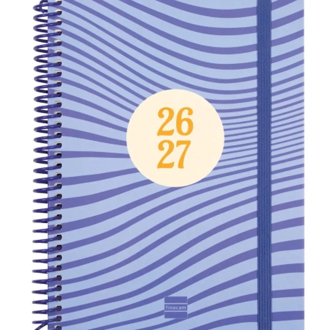 Finocam Diva Agenda Escolar 26/27 - Semana Vista Horizontal - Formato 4º - 155x212mm - Tapas de Carton Forrado - Papel de 80g/m2 - Espiral de Plastico 1