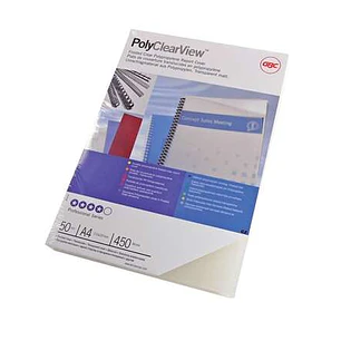 GBC PolyClearView Pack de 100 Portadas de Encuadernar A4 - 300 Micras - Color Transparente Mate