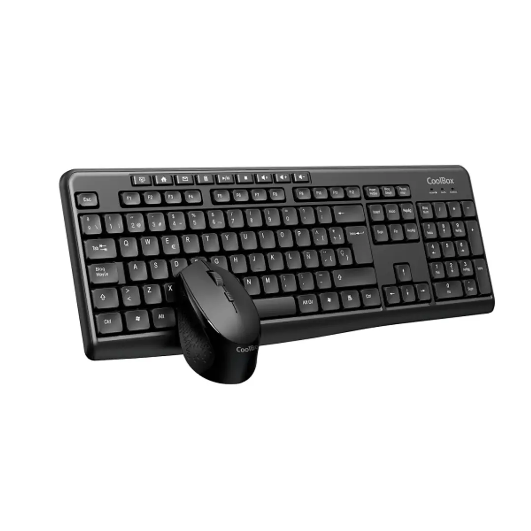 Coolbox COO-KTR-03W Pack de Teclado USB Inalambrico - Multimedia + Raton Optico USB Inalambrico 4 Botones 1