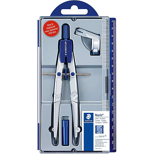 Staedtler Noris 550 01 Compas de Precision - Aguja y Mina Intercambiables - Mecanismo de Ajuste Rapido