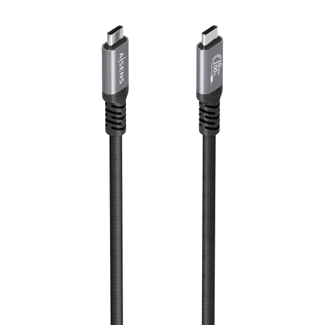 Aisens Cable USB-C Macho - Soporta hasta 100W - Longitud 4m - Velocidad de Transferencia hasta 10Gbps - Resolucion 8K - Aluminio - Color Negro 1
