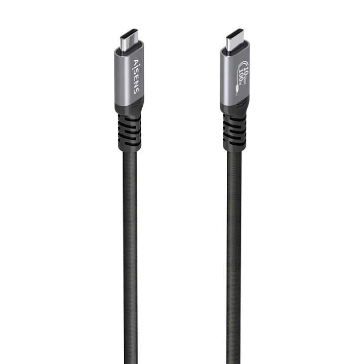 Aisens Cable USB-C Macho - Soporta hasta 100W - Longitud 4m - Velocidad de Transferencia hasta 10Gbps - Resolucion 8K - Aluminio - Color Negro 1