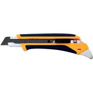 Olfa L5-AL Cutter Grande con Agarre Antideslizante - Bloqueo Automatico - Pua de Metal Duro - Canal de Acero Inoxidable - Uso Ambidiestro