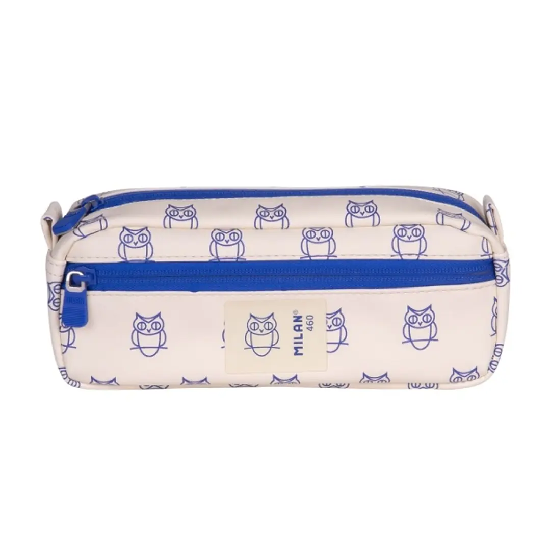 Milan Coleccion 460 Portatodo Rectangular - 2 Compartimentos con Cremallera - Color Beige/Azul 1