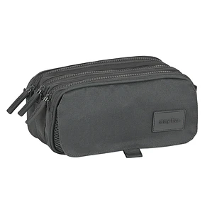 Safta Basic Portatodo - 3 Compartimentos con Cremalleras - Bolsillo Frontal - Cinta Adaptable - 1.72L - 215x80x100mm - Color Gris
