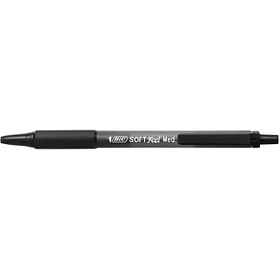 Bic Soft Feel Boligrafo Retractil - Punta Media de 1mm - Cuerpo Translucido con Grip - Color Negro