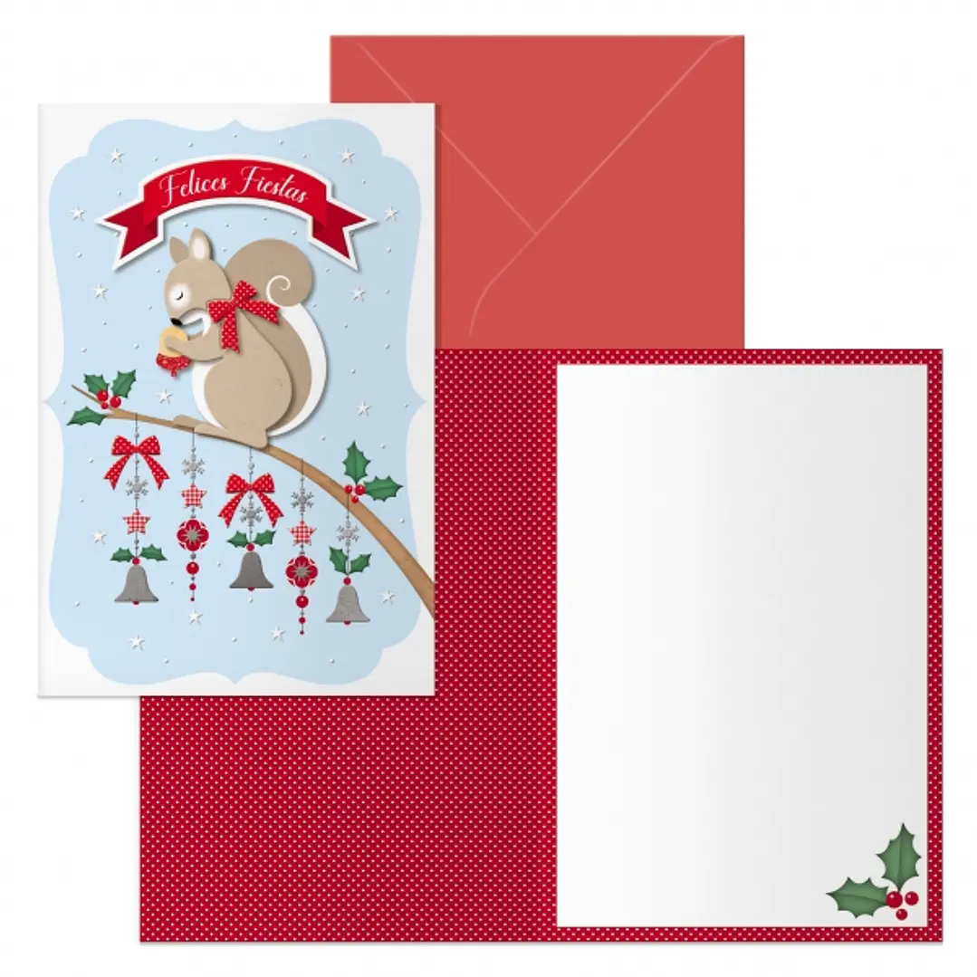 Dohe Ardilla Pack de 6 Tarjetas de Felicitacion Navideña con Sobre - Tamaño Cerrada 11.5x17cm, Abierta 23x17cm - Papel Offset - Impresas a todo Color 1