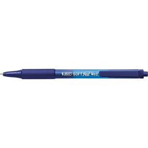 Bic Soft Feel Boligrafo Retractil - Punta Media de 1mm - Cuerpo Translucido con Grip - Color Azul