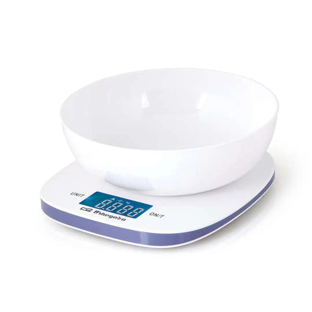 Orbegozo PC 1014 Peso de Cocina Electronico - Precision de 1g - Plataforma de Cristal - Display LCD Azul - Capacidad 5Kg - Incluye BOL de Pesaje - Ide 1